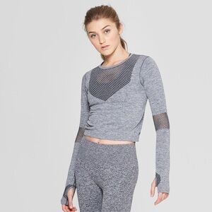 JoyLab Mesh Long Sleeve Crop Top